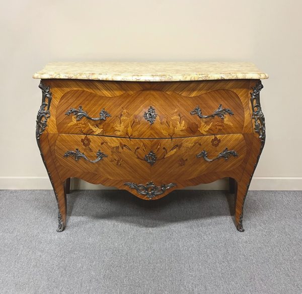 French Marquetry Bombe Commode