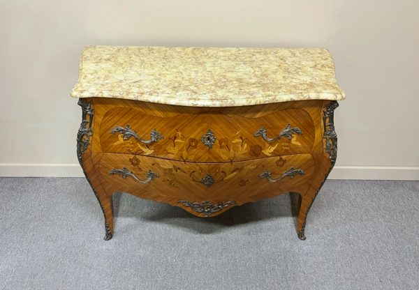 French Marquetry Bombe Commode