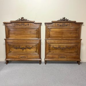 Pair Of French Walnut King Single Beds