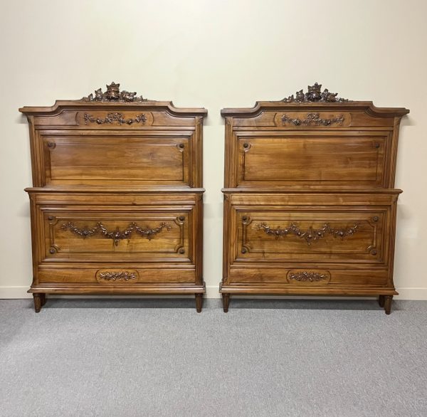 Pair Of French Walnut King Single Beds