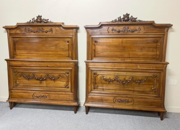 Pair Of French Walnut King Single Beds