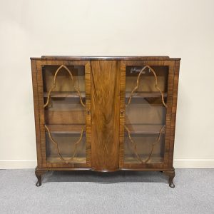 1930's English Walnut Display Cabinet