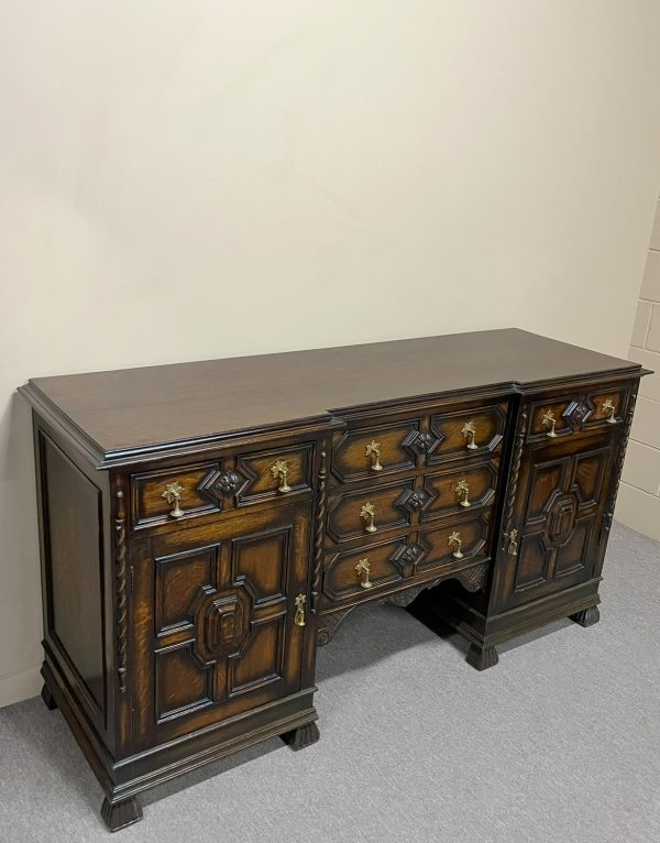 Antique Jacobean Revival Oak Sideboard