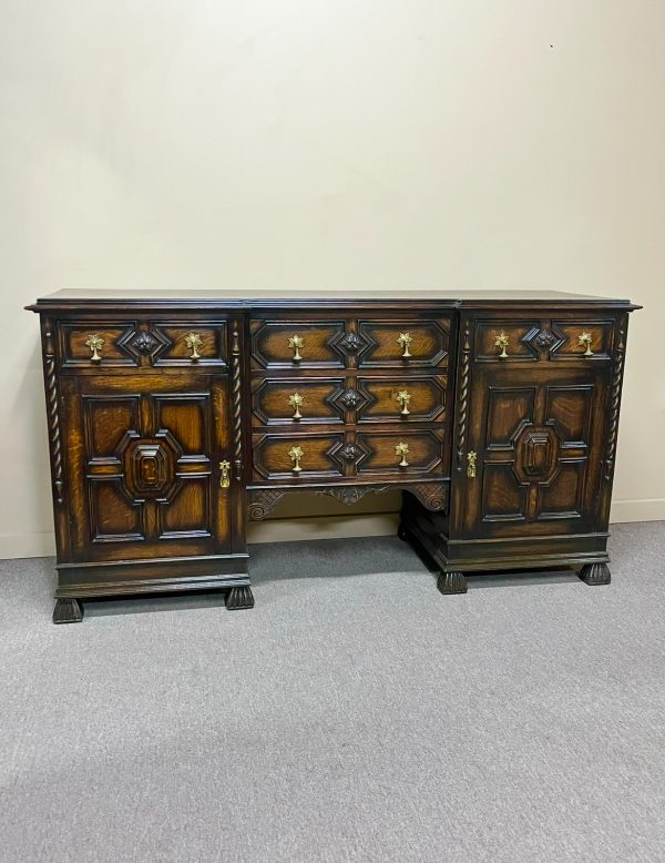 Antique Jacobean Revival Oak Sideboard