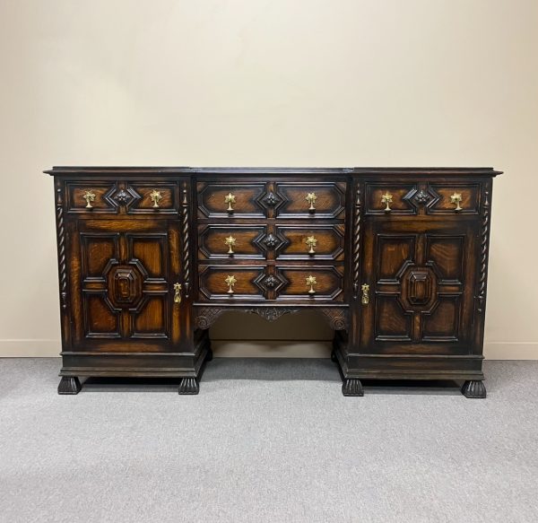 Antique Jacobean Revival Oak Sideboard