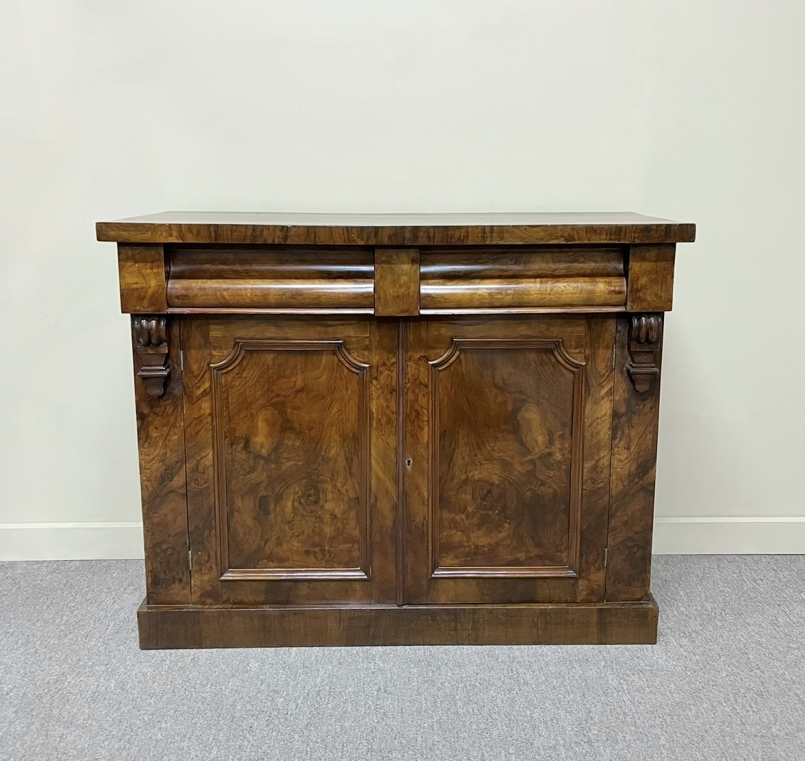 19th Century Figured Walnut 2-Door Sideboard