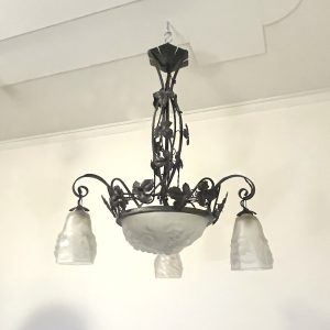 French Art Deco Wrought Iron Chandelier