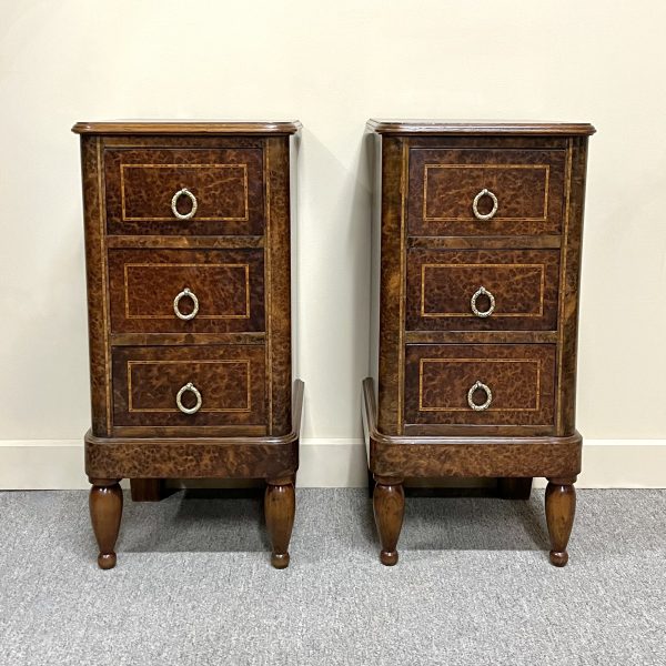 Pair of French Amboyna Bedside Cabinets