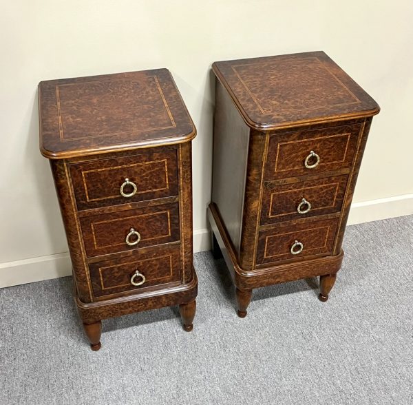 Pair of French Amboyna Bedside Cabinets