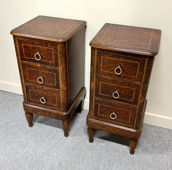 Pair of French Amboyna Bedside Cabinets