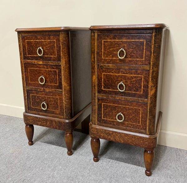 Pair of French Amboyna Bedside Cabinets
