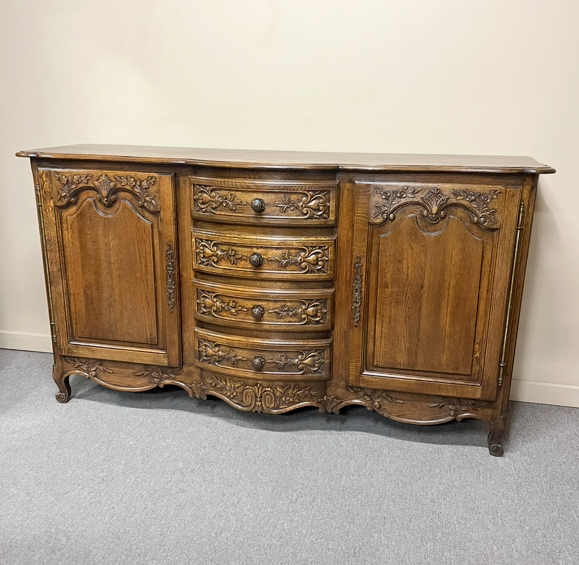 French Bow Front Oak Buffet French Bow Front Oak Buffet