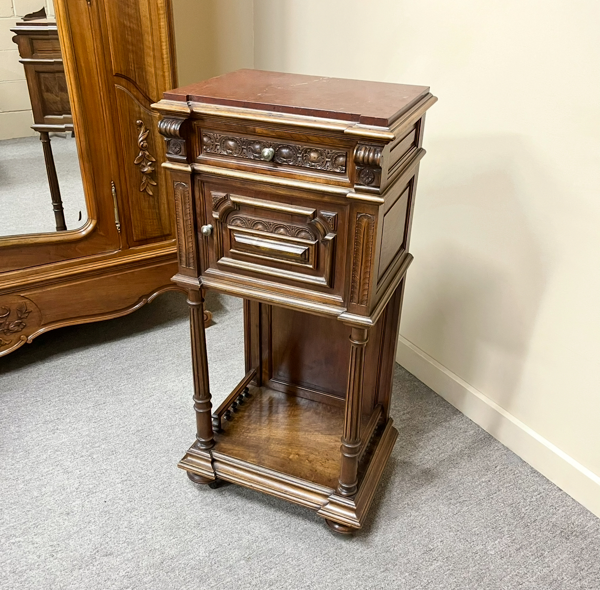 French Henri II Walnut Bedside Cabinet French Henri II Walnut Bedside Cabinet