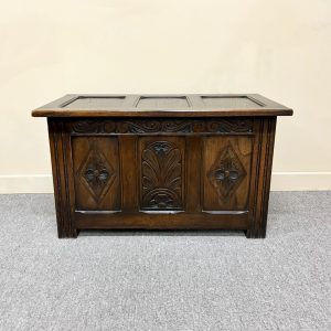 1920's English Oak Carved Coffer