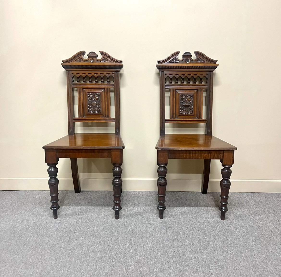 English Walnut Hall Chair - 2 Available
