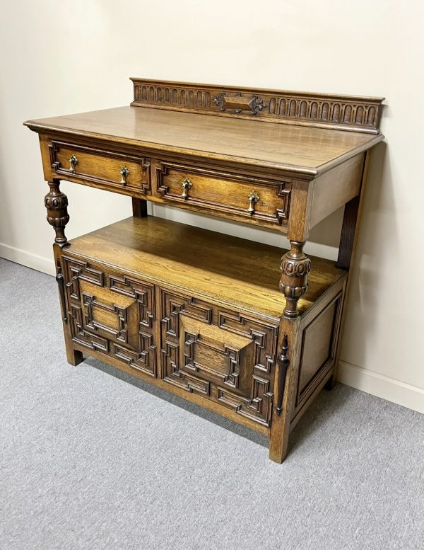 English Oak Jacobean Style Buffet c.1910