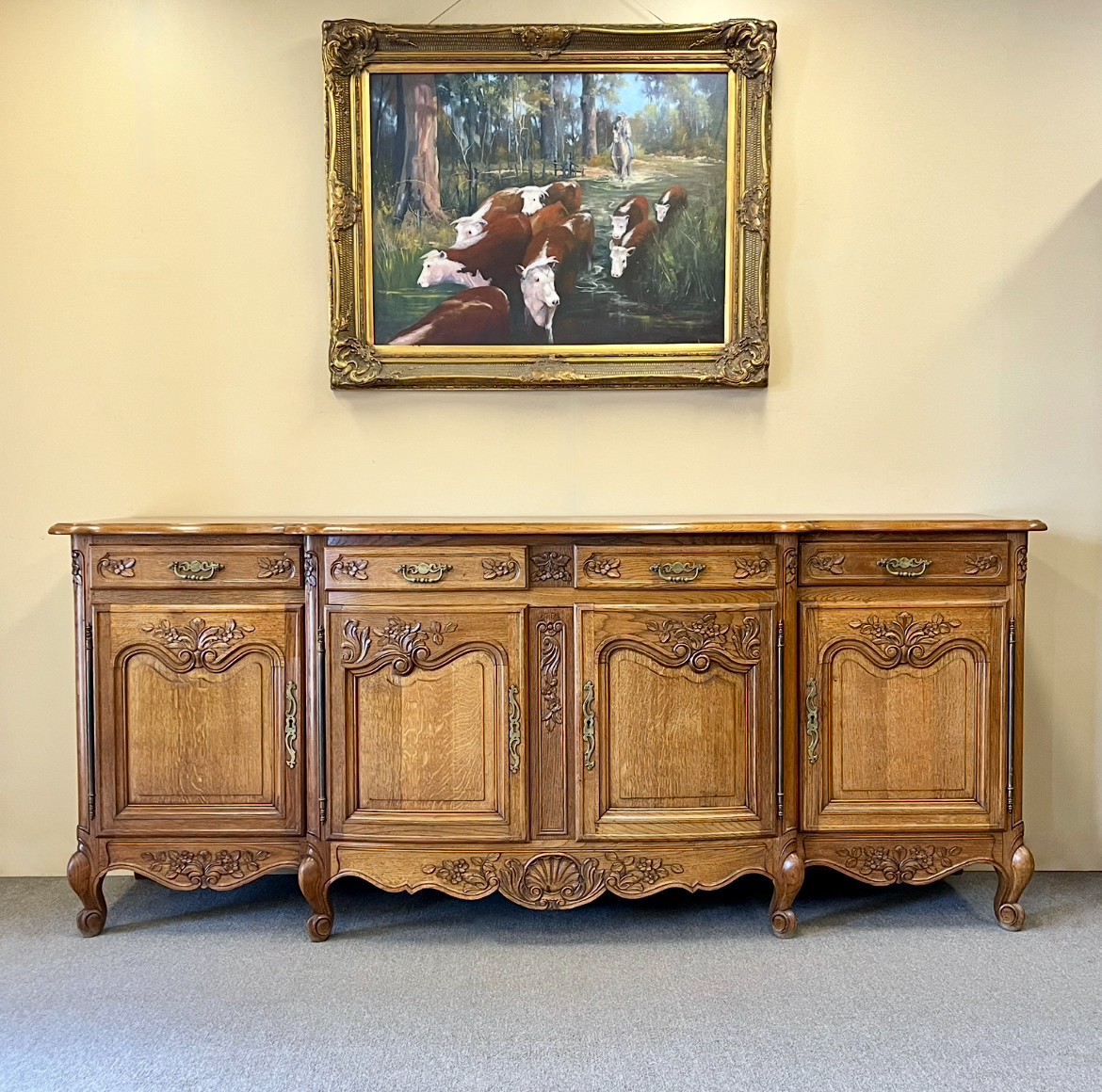 French Oak 4-Door Buffet