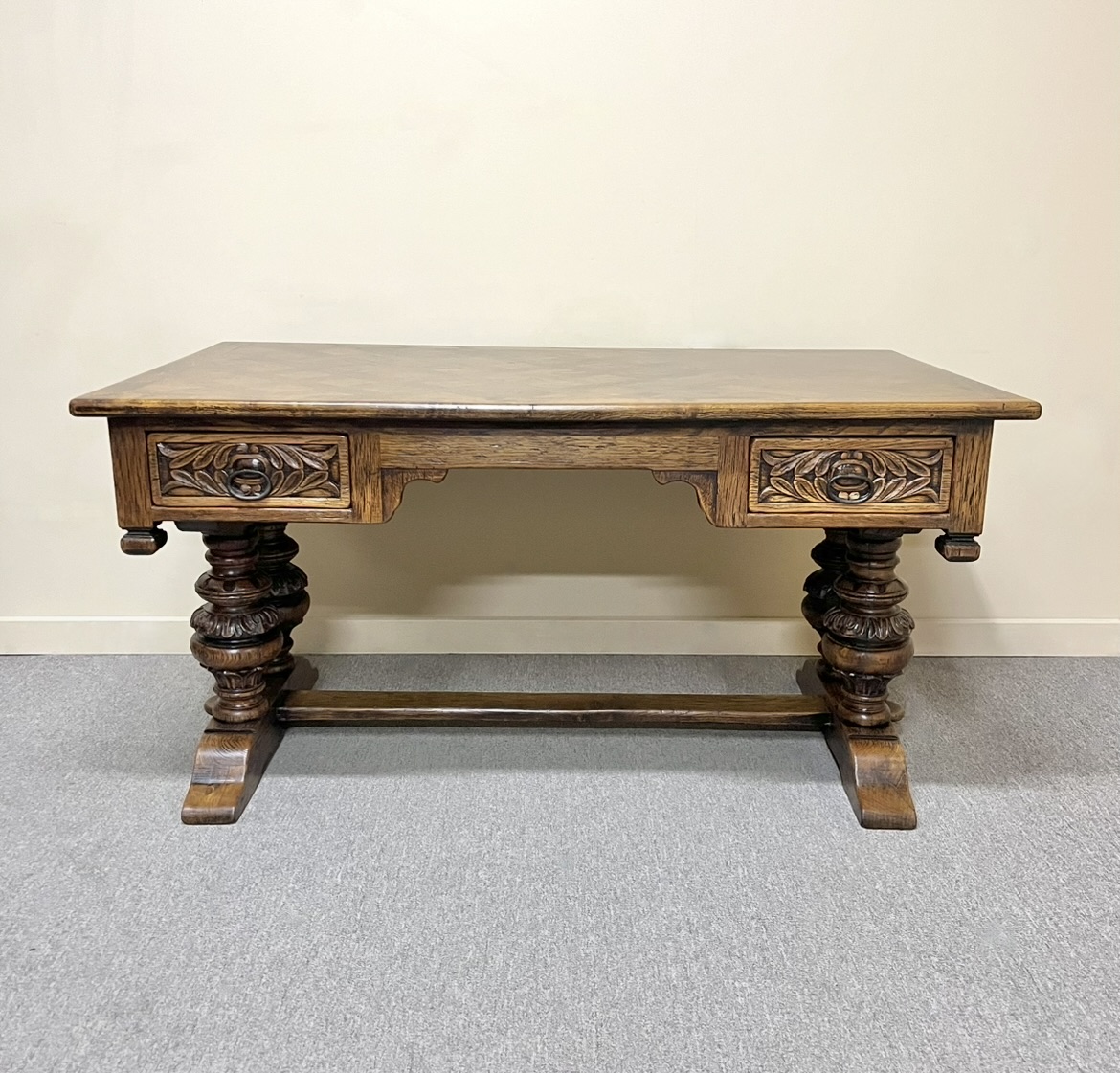 Antique French Carved Oak Desk
