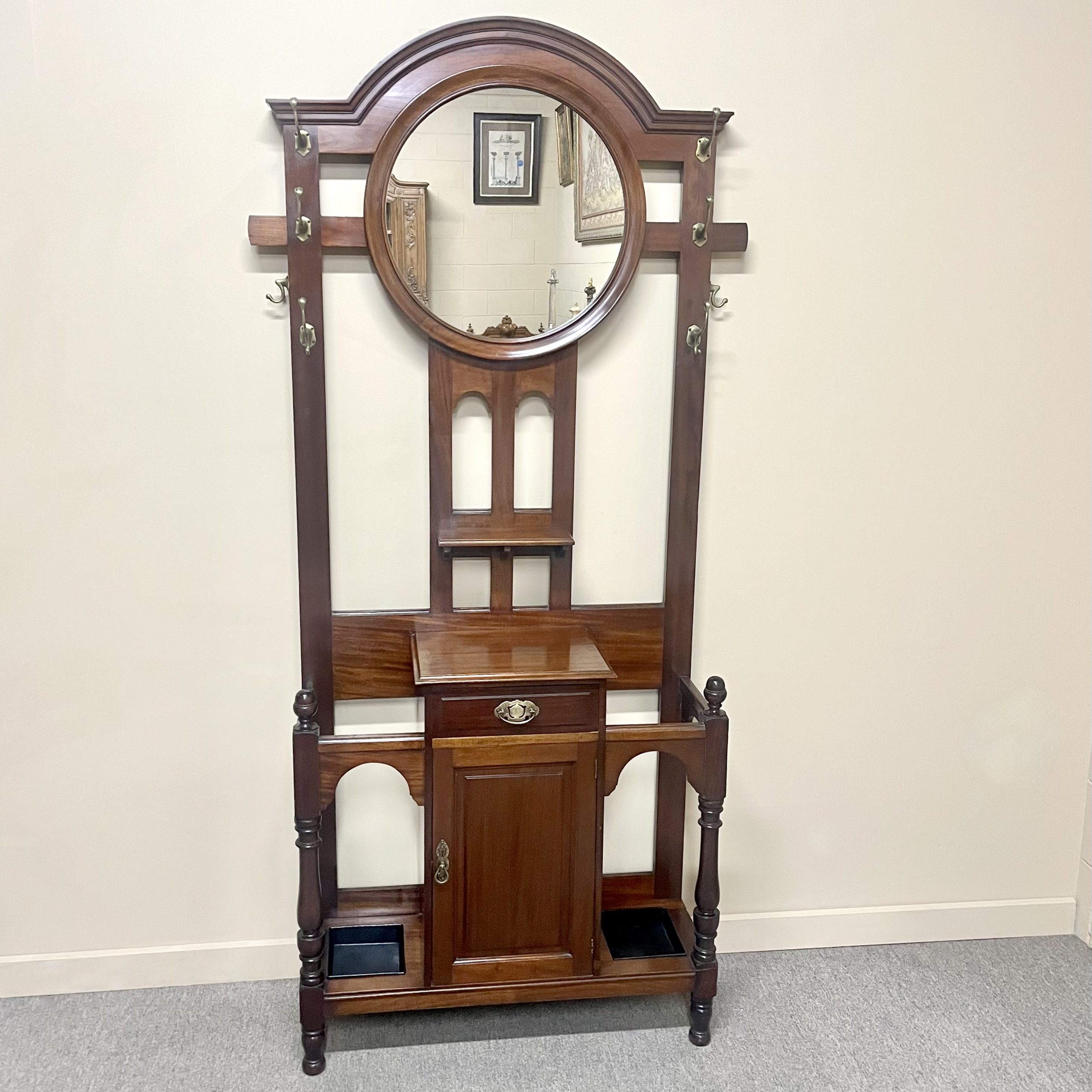 English Arts & Crafts Mahogany Hallstand