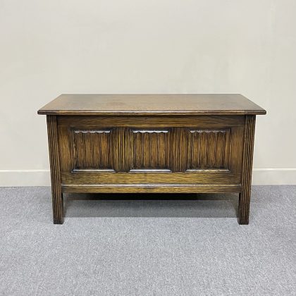 1920's English Oak Carved Coffer